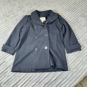 Vintage Eddie Bauer Pea Coat Jacket Wool Blend‎ Heavy Blue Women's Size Small